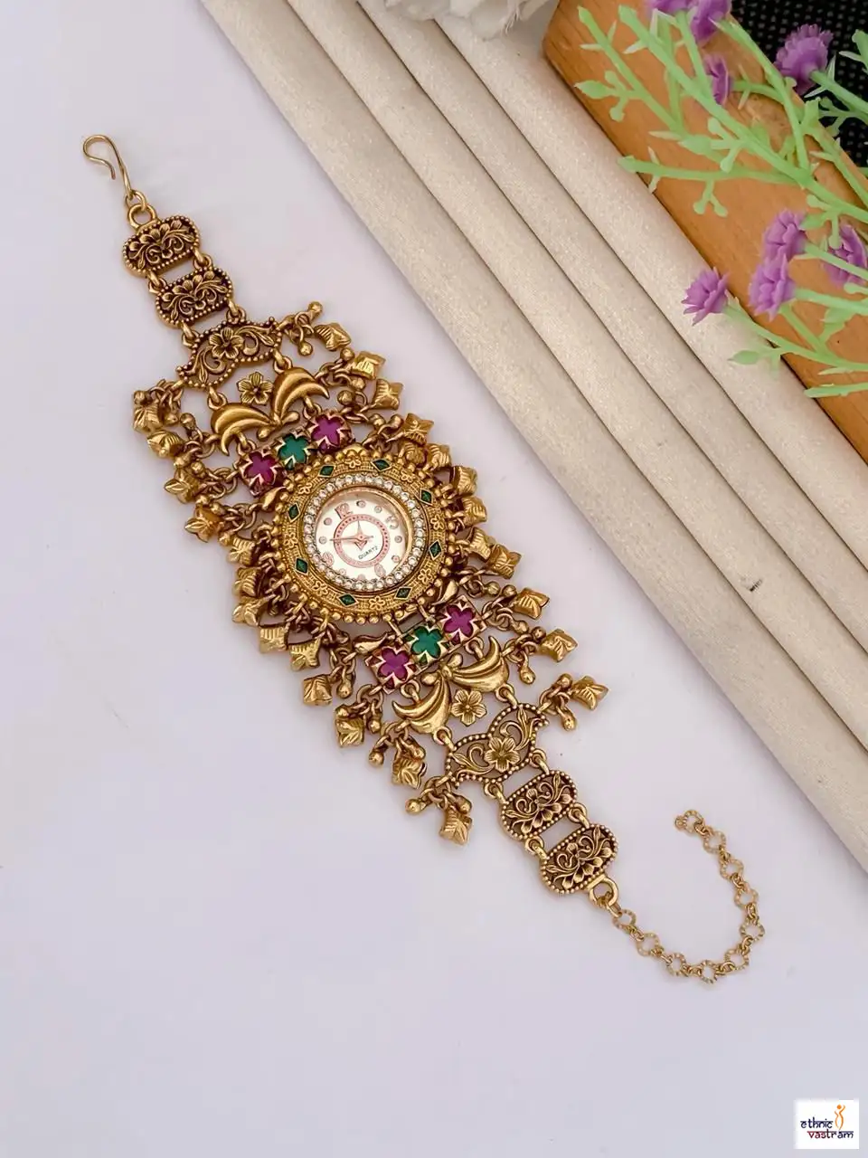 Antique Gold Ghungroo Design Automatic Heritage Analog Watch