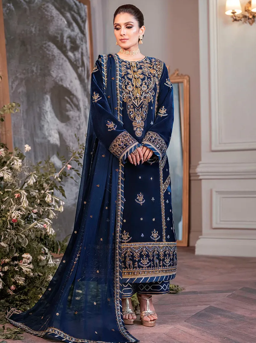 Blue Pakistani Style Georgette Embroidered Salwar Suit