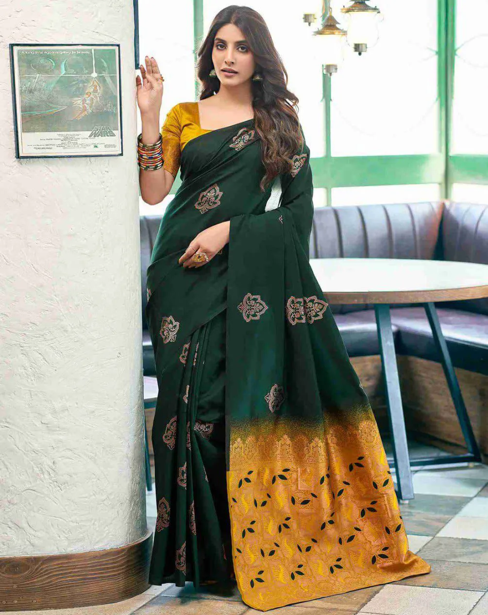 Green Lichi Silk Weaving Work Saree