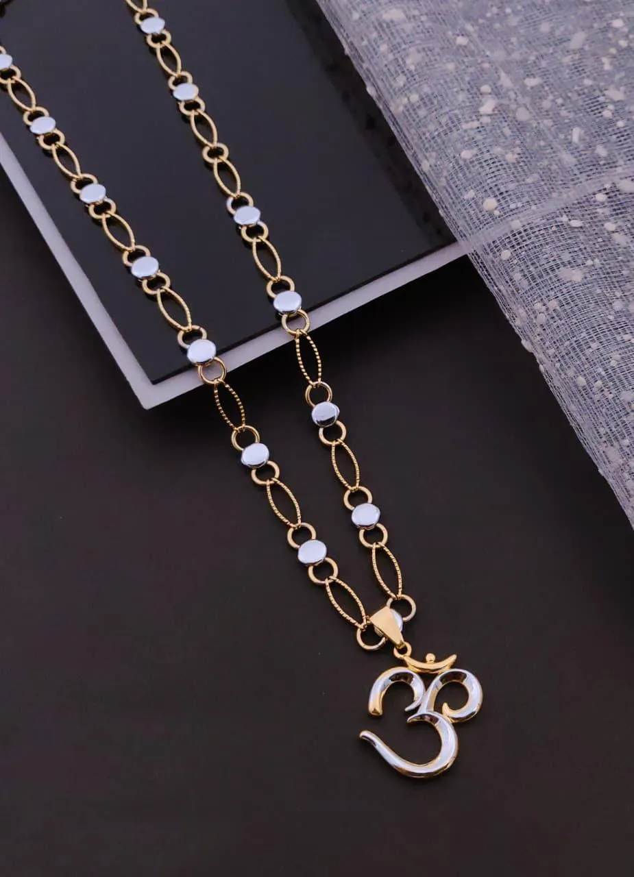 Spiritual Om Symbol Gold-Plated Designer Chain Necklace