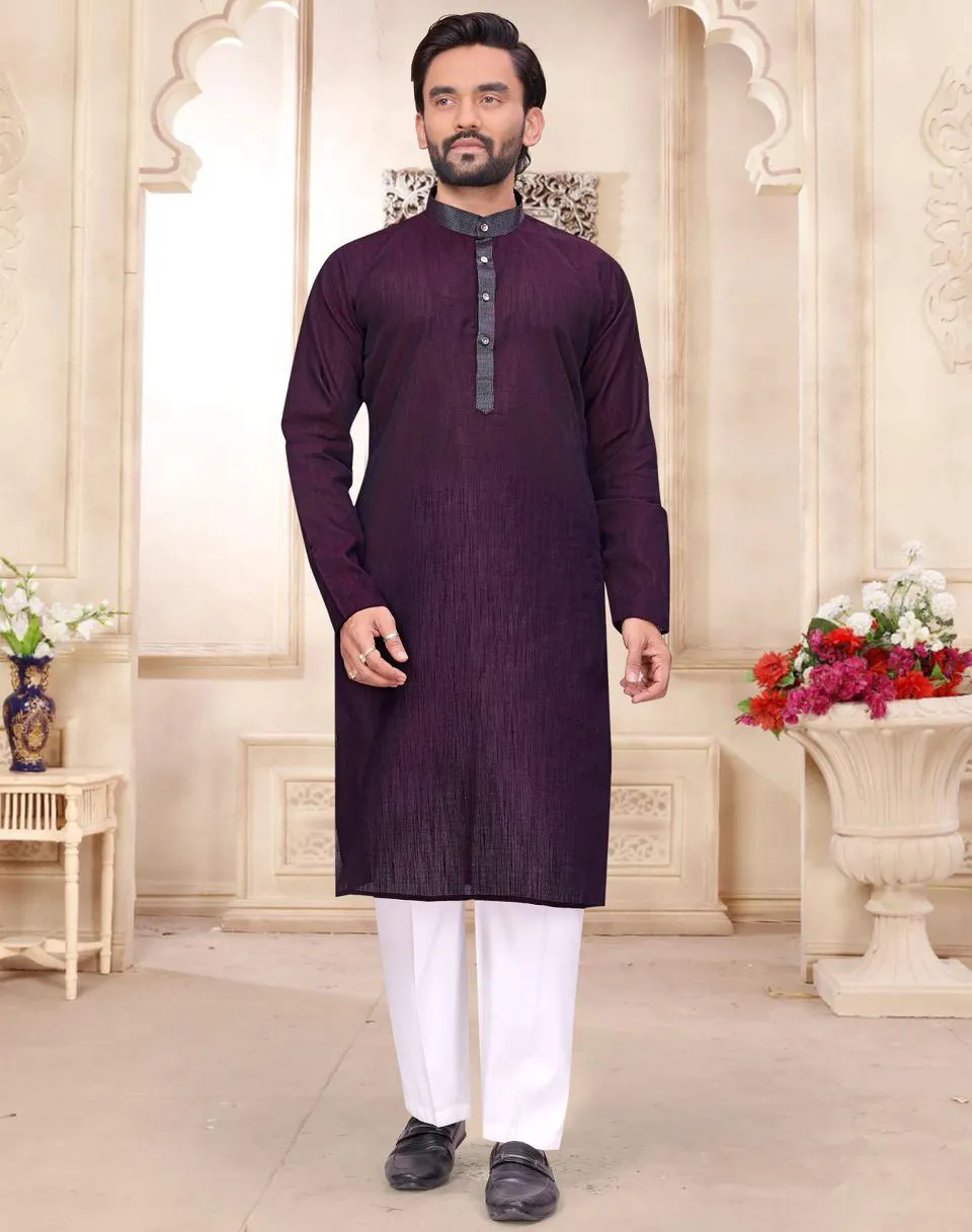 Wine Premium Linen Lightweight Men’s Kurta Pajama