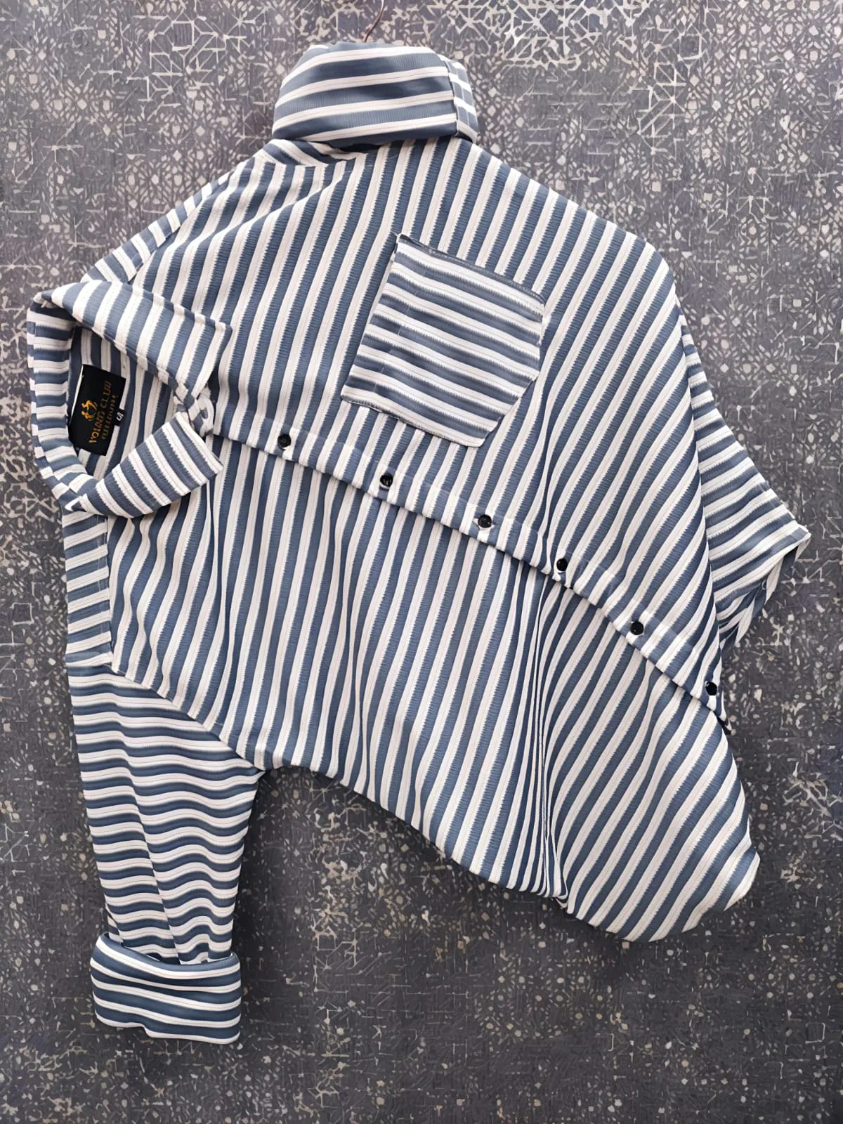 Grey Important Fabric Striped Men's Shirt - Image 2
