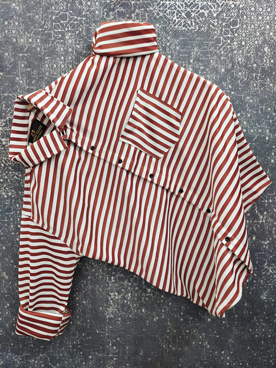 Red Important Fabric Striped Men's Shirt - Image 2