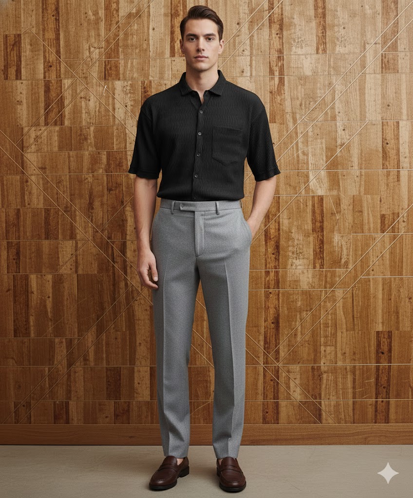 Black Important Fabric Solid Men's Shirt