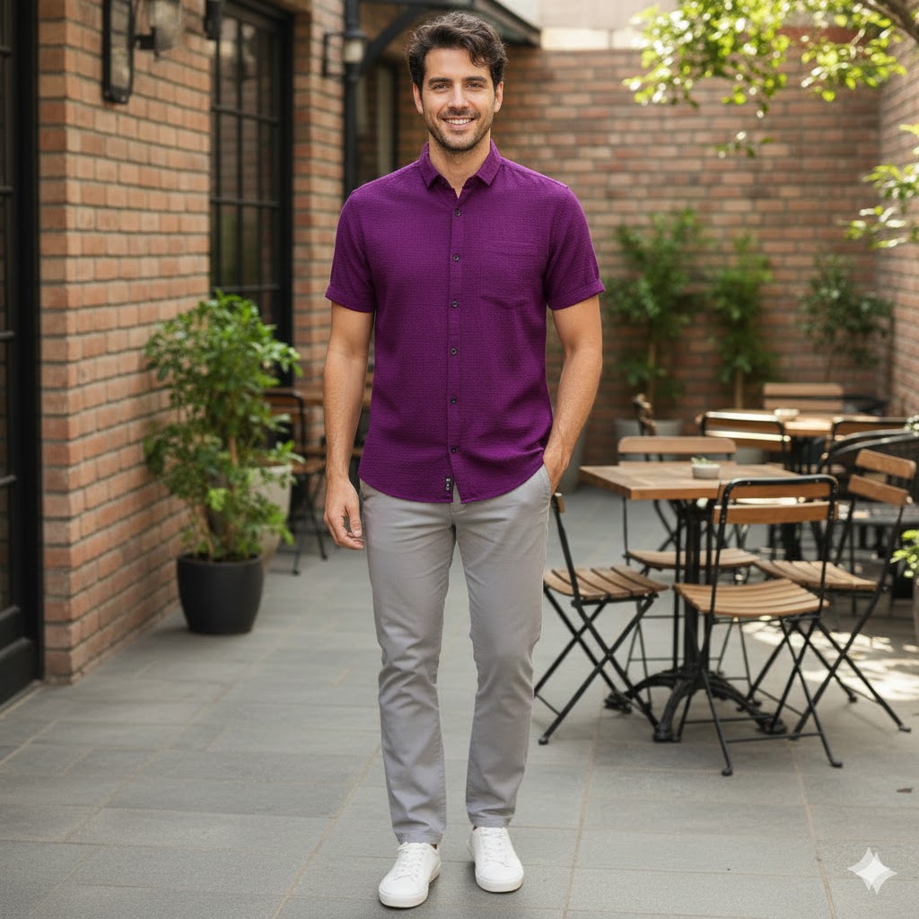 Purple Important Fabric Solid Men's Shirt