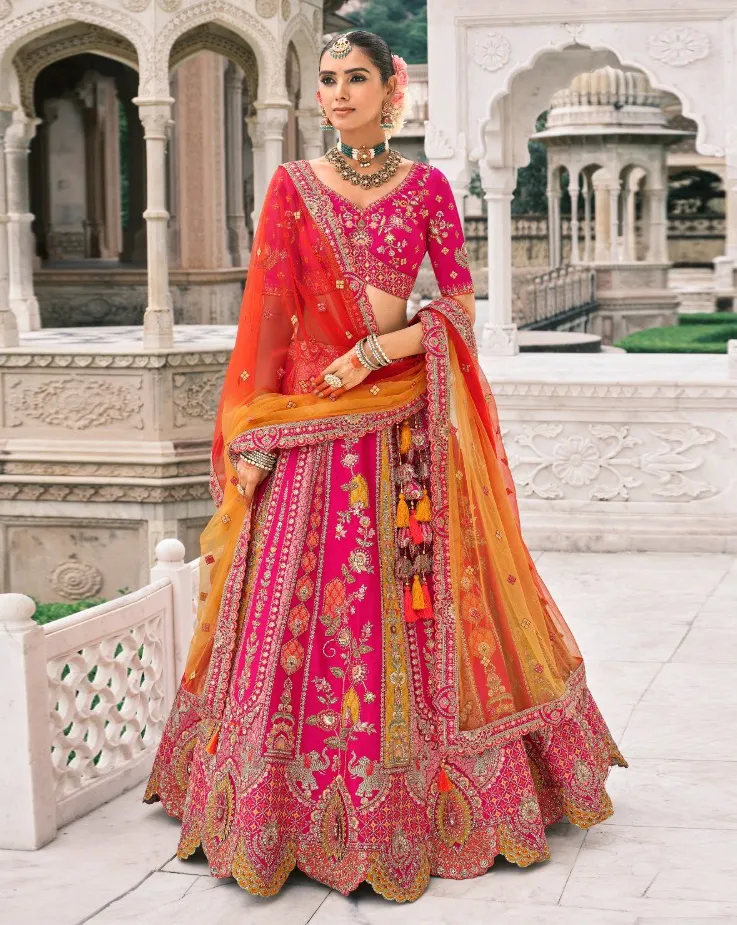 Magenta Fancy Silk Embroidered Designer Lehenga