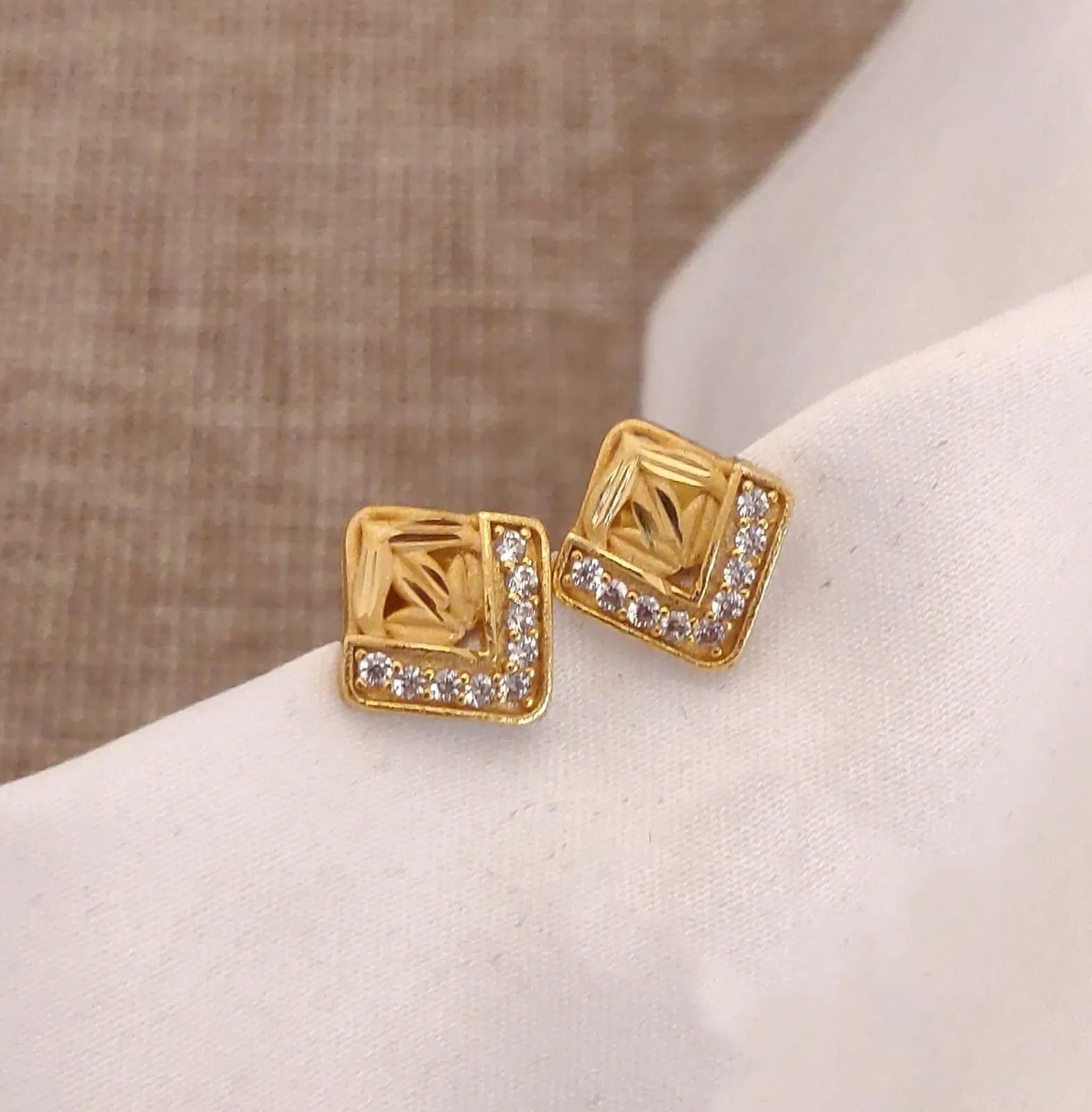 Gold Toned Geometric Studs Earrings