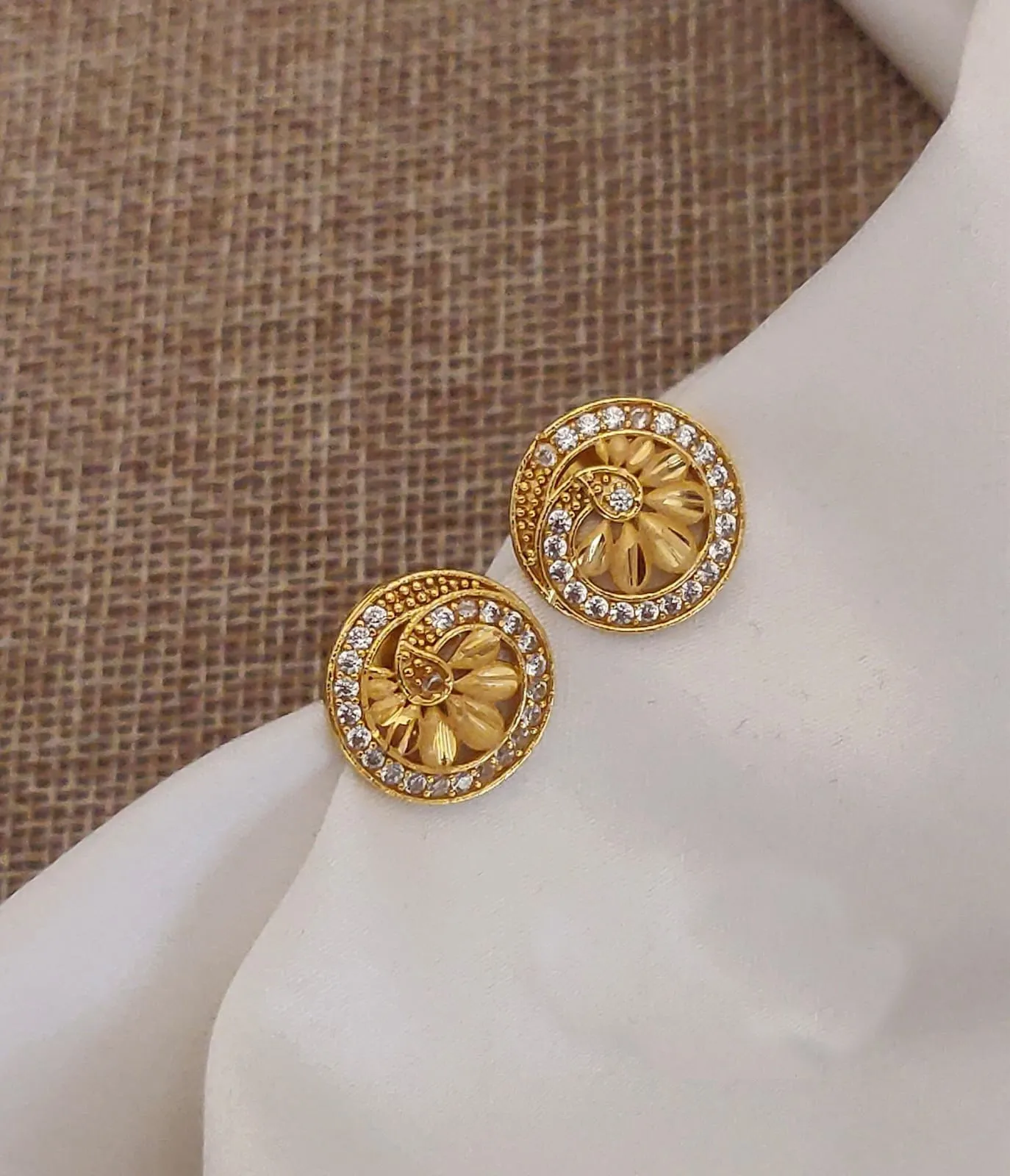 Sparkling Halo Gold-Toned Stud Earrings