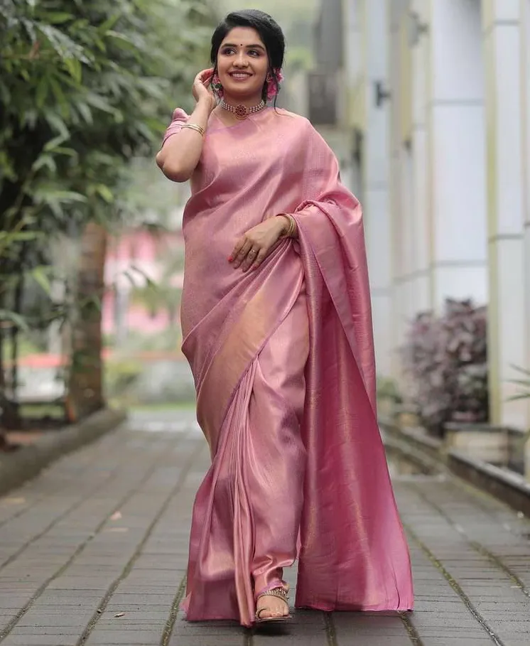 Pink Banarasi Soft Silk Zari Weaving Work Saree
