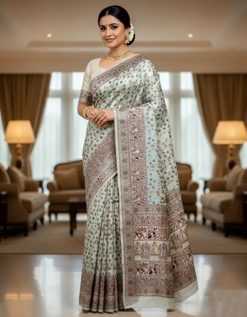 Sky Blue Banarasi Silk Weaving Work Saree