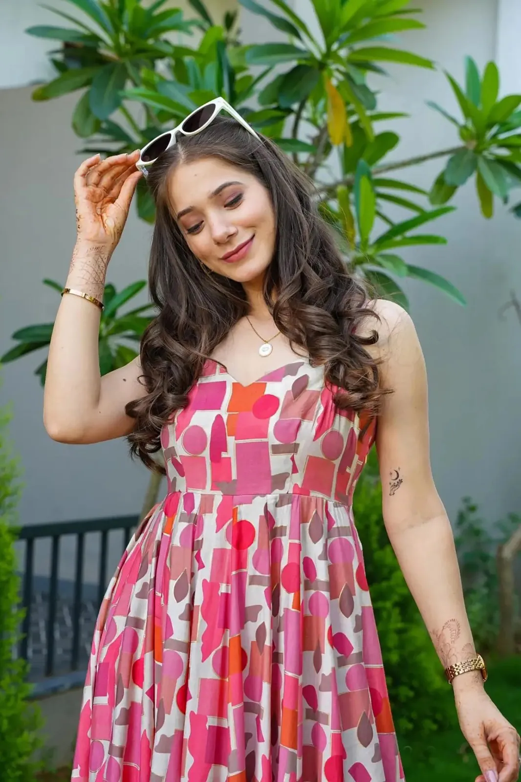 Pink Heavy Rayon Digital Printed Ethnic Wear Gown - Image 3