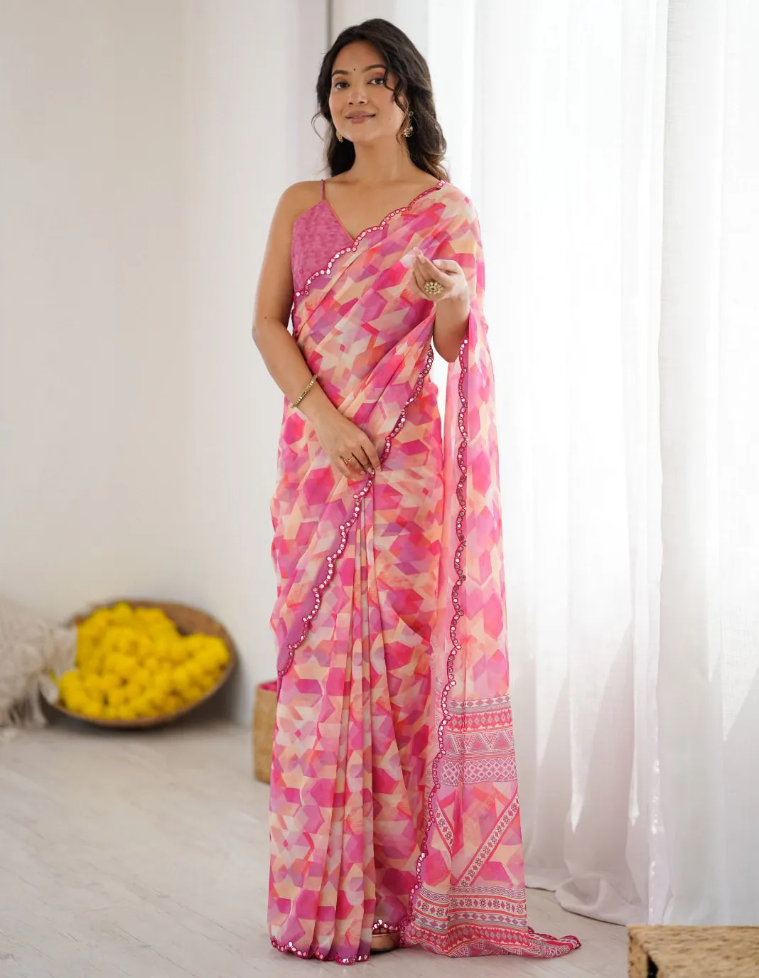 Multicolor Georgette Digital Printed Saree