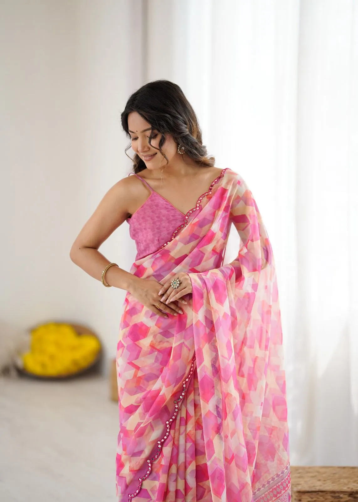 Multicolor Georgette Digital Printed Saree - Image 2