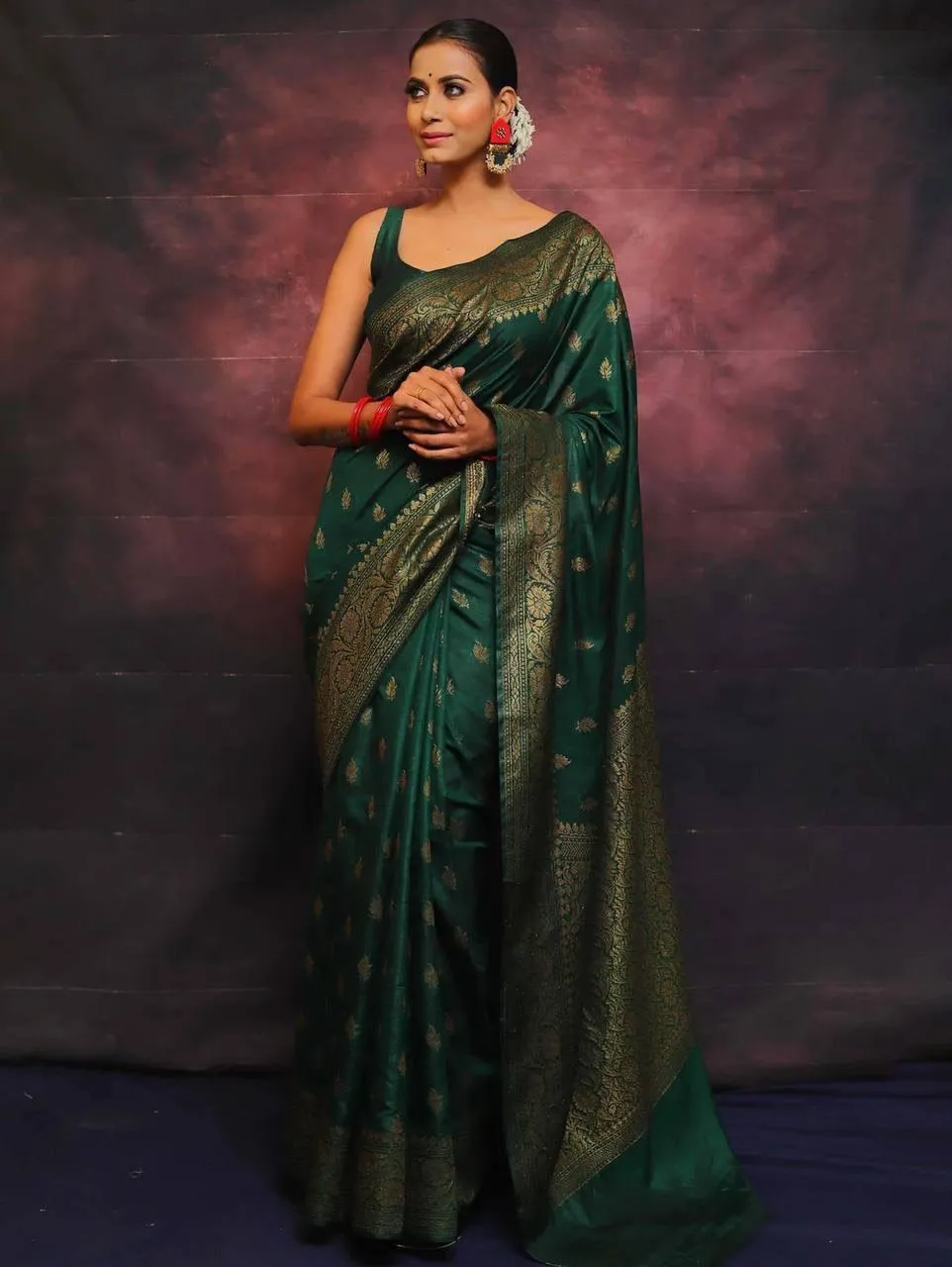 Green Lichi Silk Weaving Work Saree