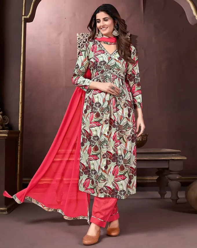 Mint Green Premium Rayon Handwork Readymade Salwar Suit