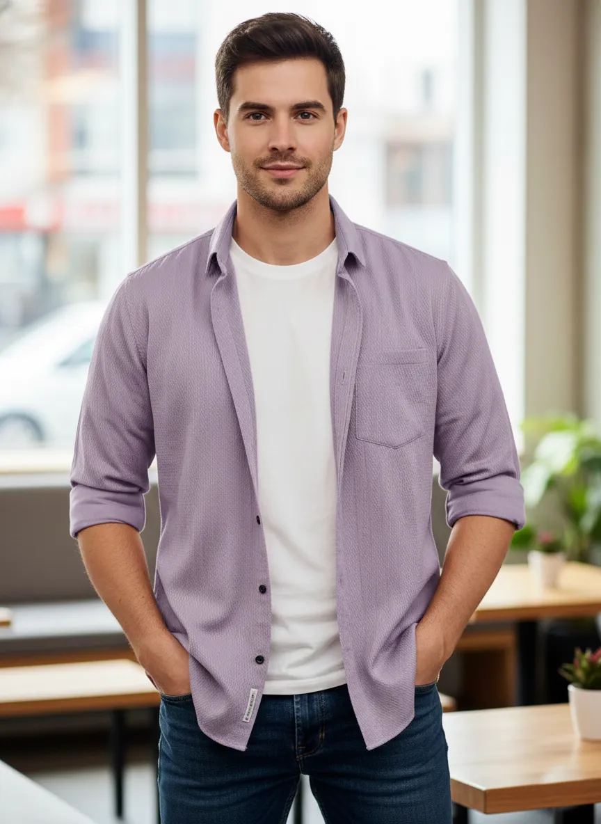 Purple Important Fabric Designer Half-Sleeve Shirt