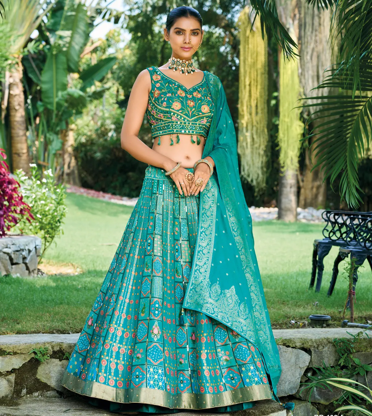 Blue Dola Position Silk Khatli Work Designer Lehenga