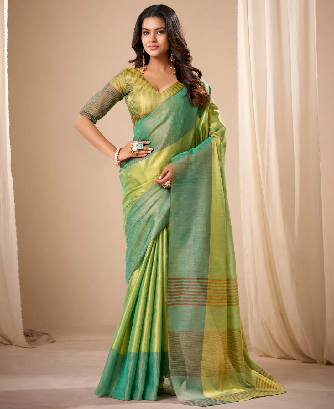Green Tissue Soft Silk Handloom Saree