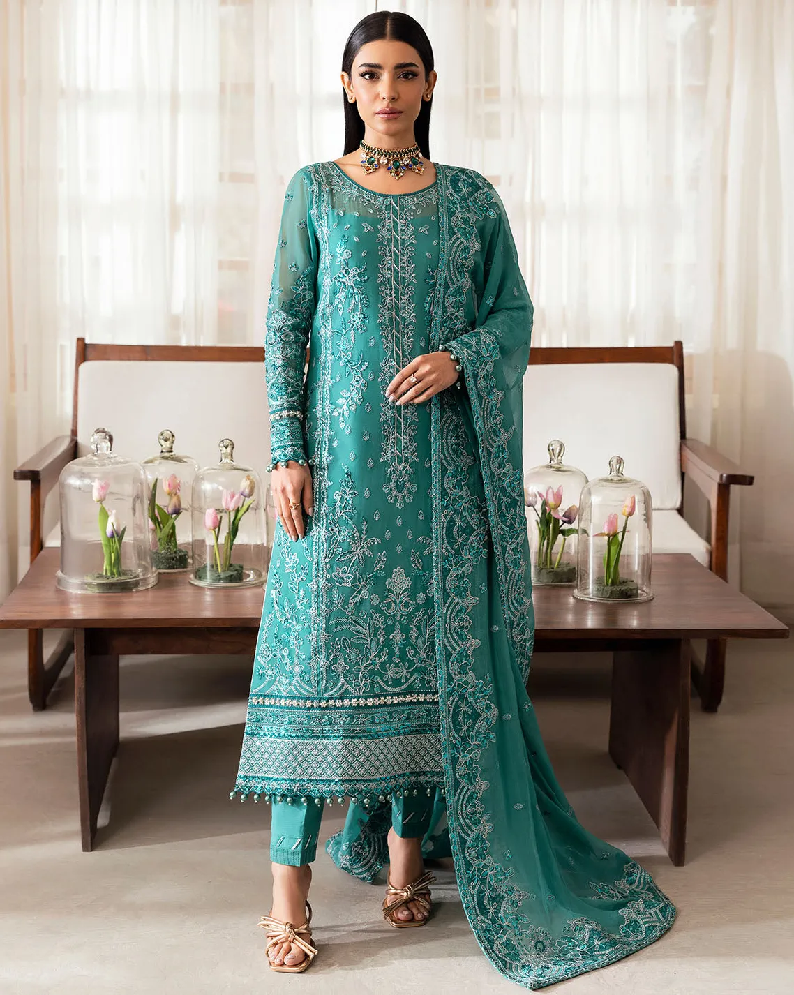 Blue Georgette Heavy Embroidered Pakistani Suit