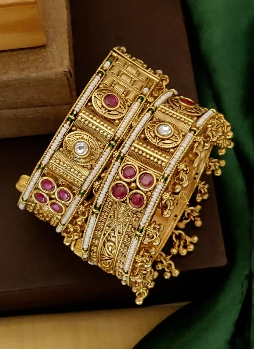 Traditional Handcrafted Brass Rajwadi Bangles with Meenakari
