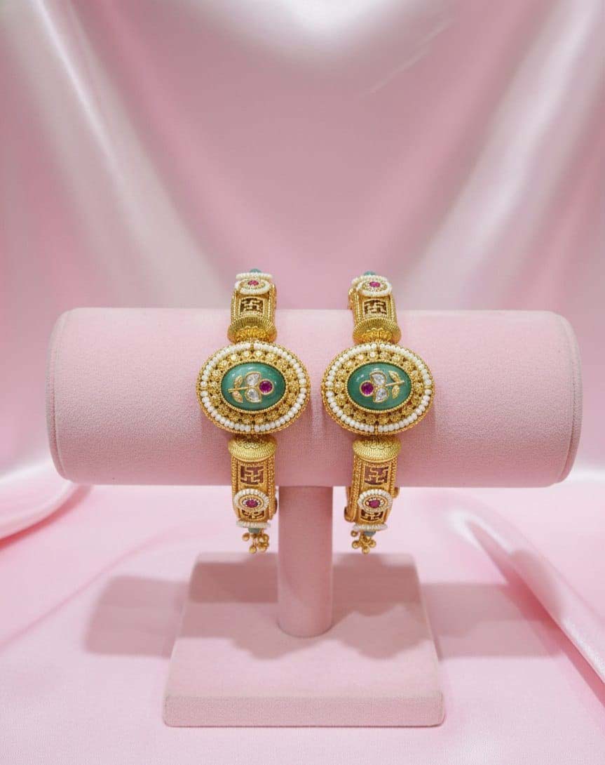 Royal Brass Rajwadi Handcrafted Antique Gold Ethnic Kada