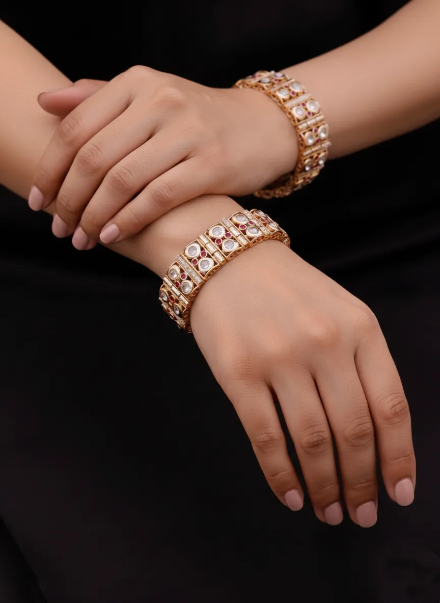 Heritage Series: The Moissanite Polki Gajra Statement Bracelet