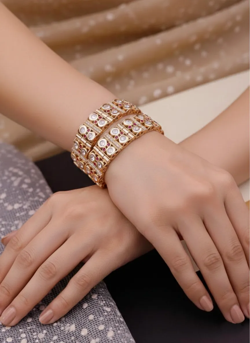 Heritage Series: The Moissanite Polki Gajra Statement Bracelet - Image 3