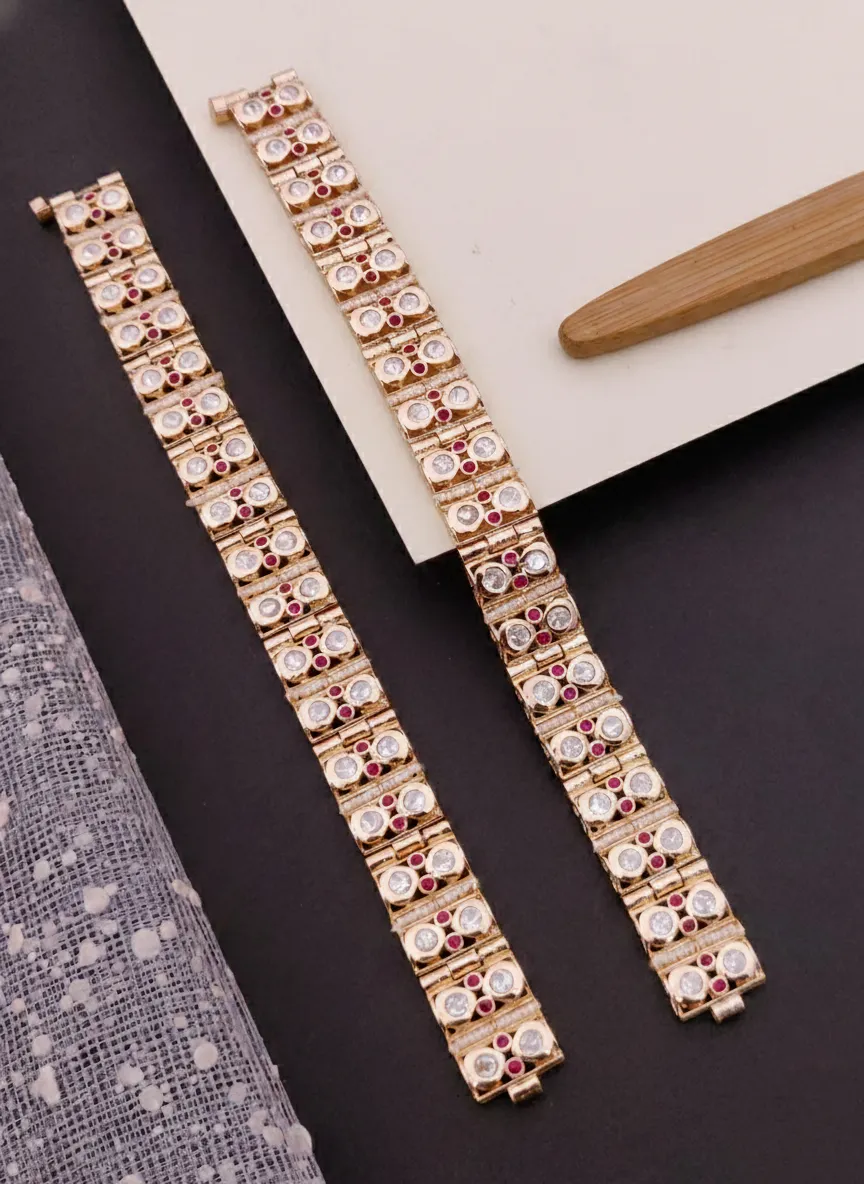 Heritage Series: The Moissanite Polki Gajra Statement Bracelet - Image 2