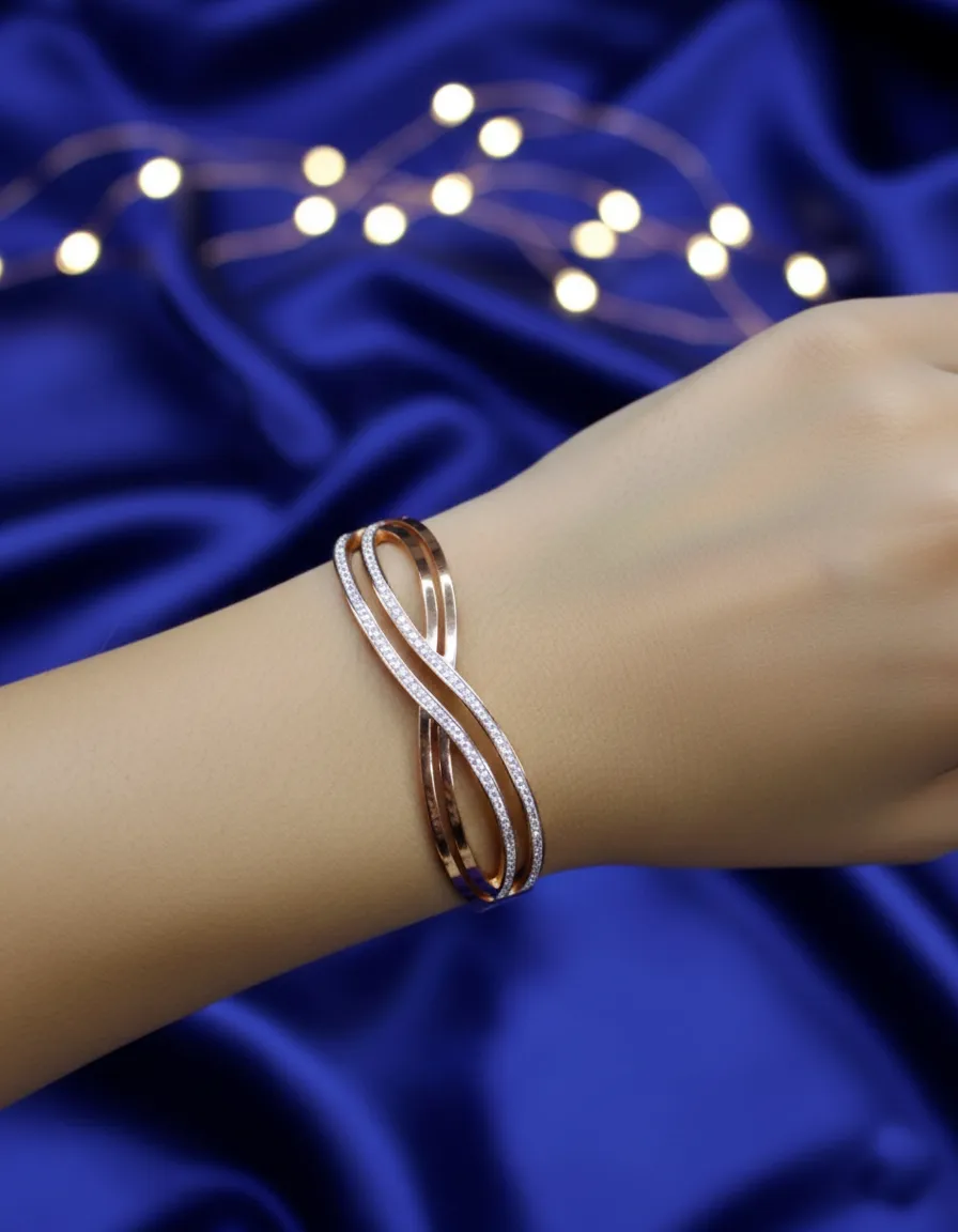 Elegant Rose Gold Infinity Crossover Bracelet