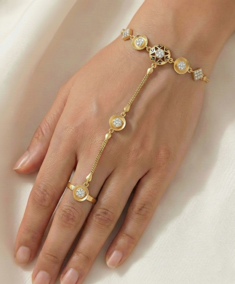 Exquisite Handcrafted Gold-Finished Pohcha