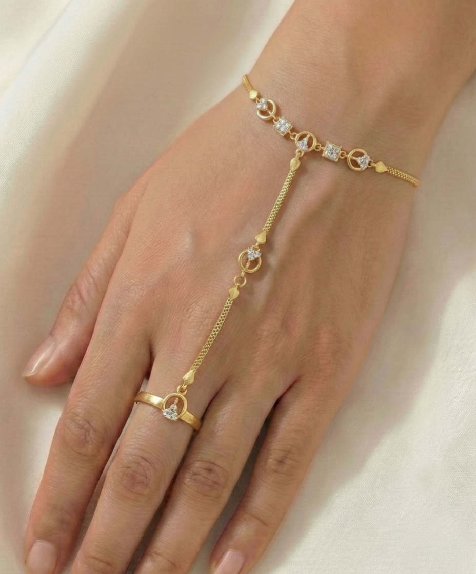 Floral Motif High Gold Brass Hathpanja