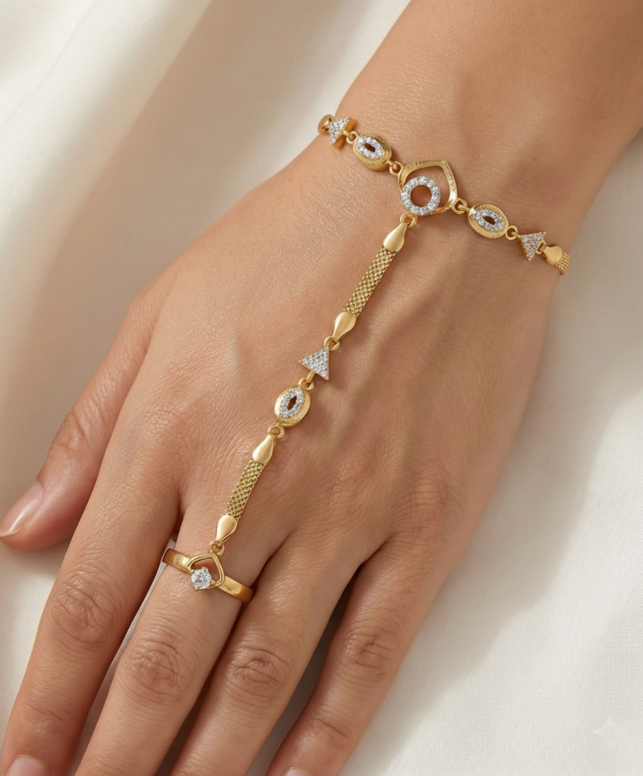 Exquisite Handcrafted Gold-Finish Hathpanjas