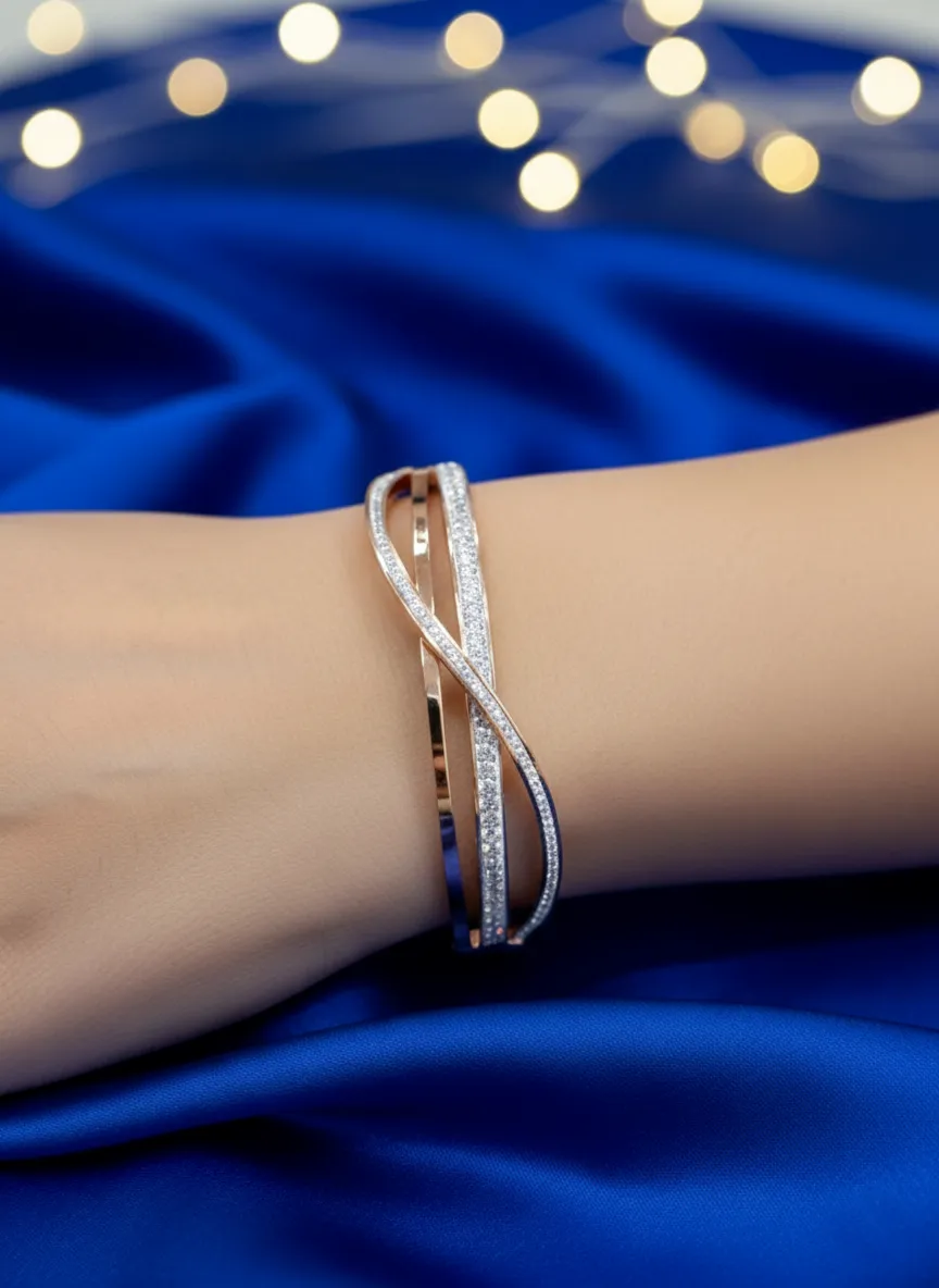 Sculptural Crystal Statement Bracelet for Women