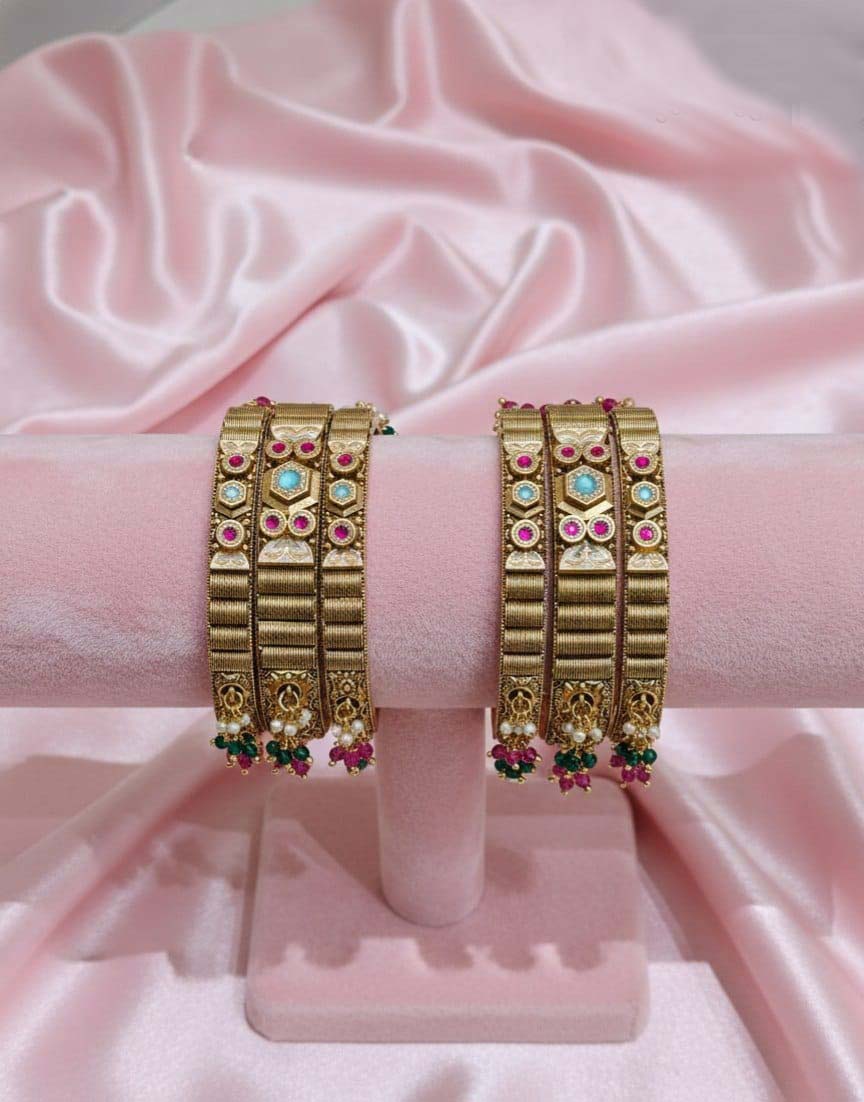 Traditional Antique Gold Brass Rajwadi Bangles
