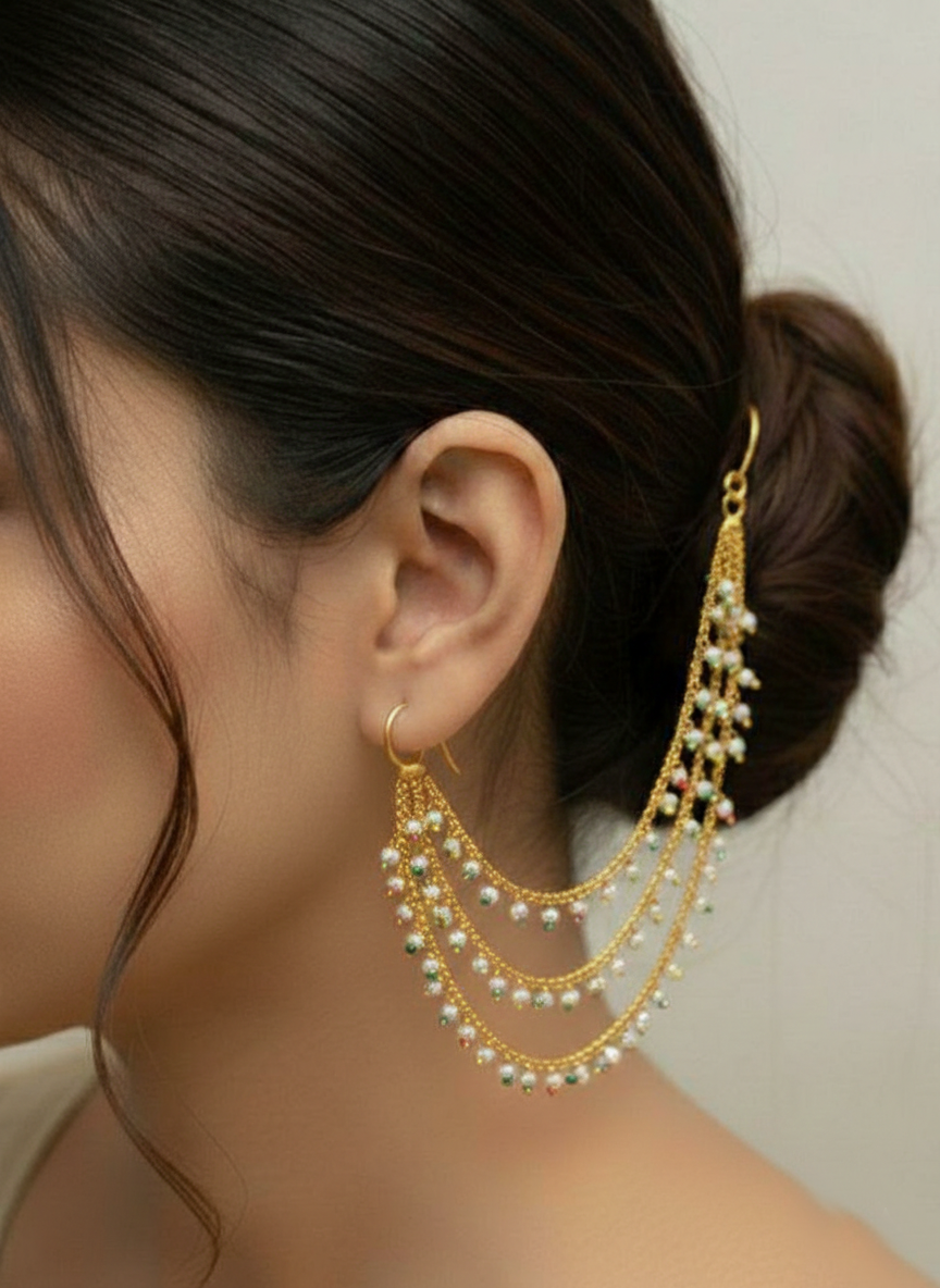 Elegant Mahendi Polish Kanchain with Pearl Jhumki Charms