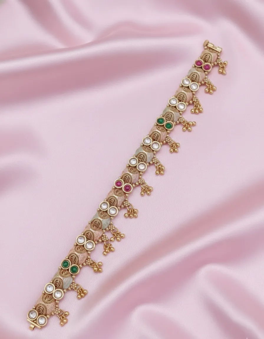 Royal Brass & Kundan Handcrafted Ethnic Gajar Bracelet