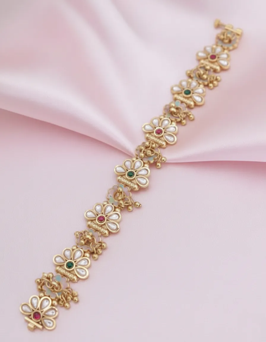 Handcrafted Brass Kundan Gajar Bracelet