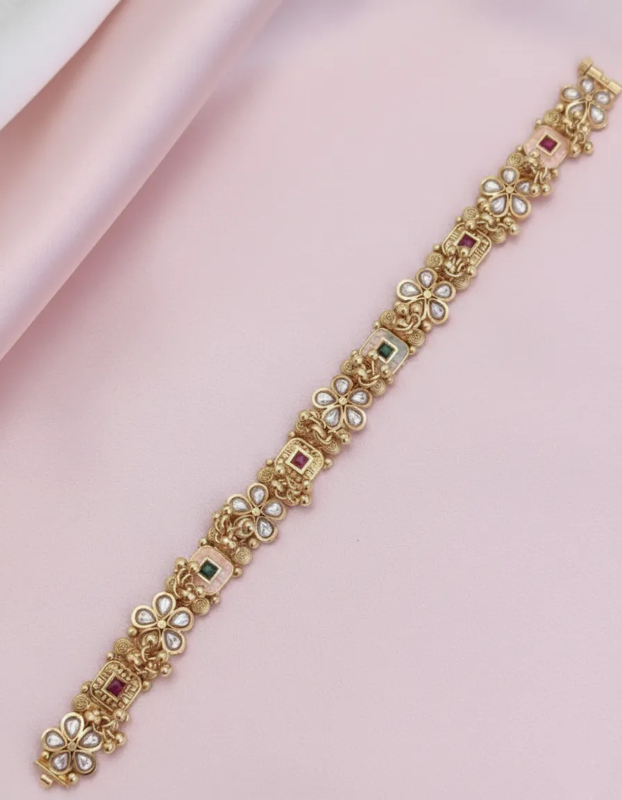 Royal Brass & Kundan Gajar Bracelet