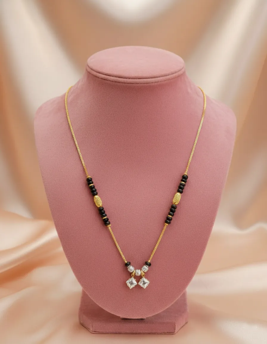 Traditional Black Beads Gold-Finish Mangalsutra