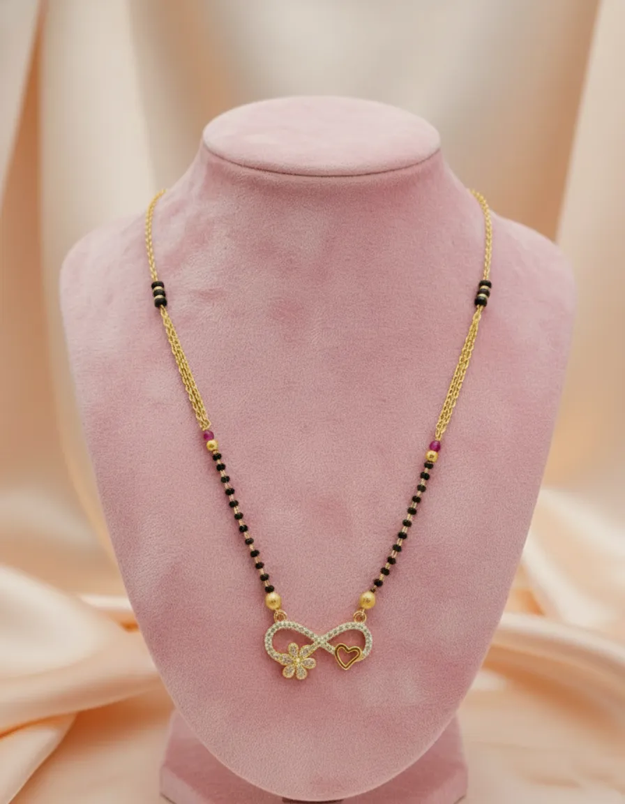 Heart & Flower Detail Golden Infinity Mangalsutra