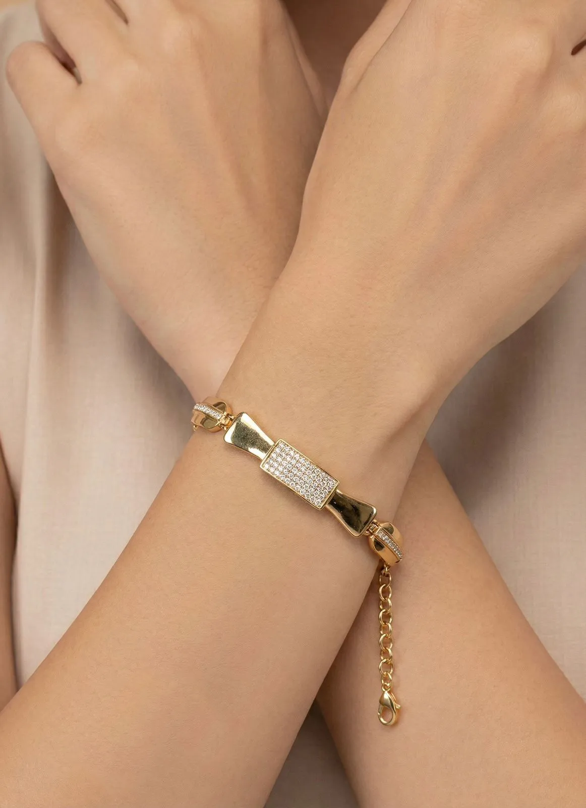 Adjustable Gold-Plated Anti-Tarnish AD Diamond Bracelet
