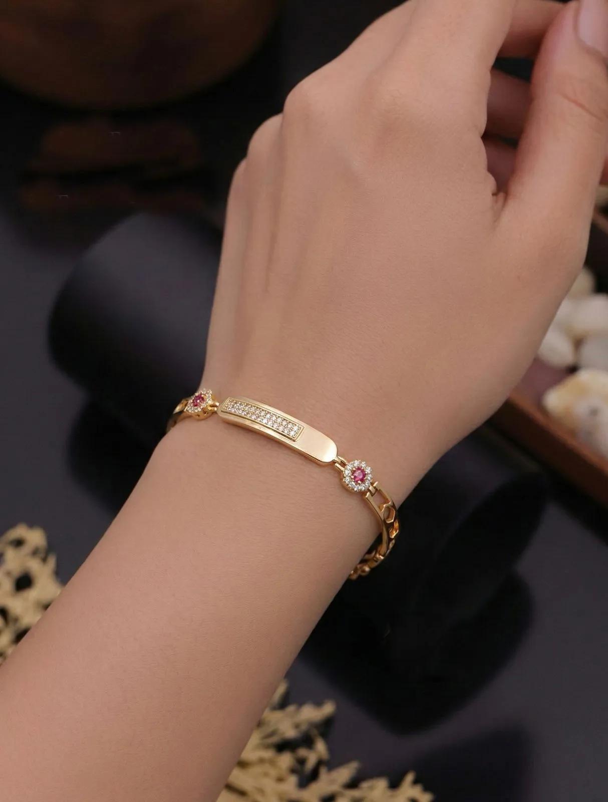 Gold-Plated Anti-Tarnish American Diamond Bracelet
