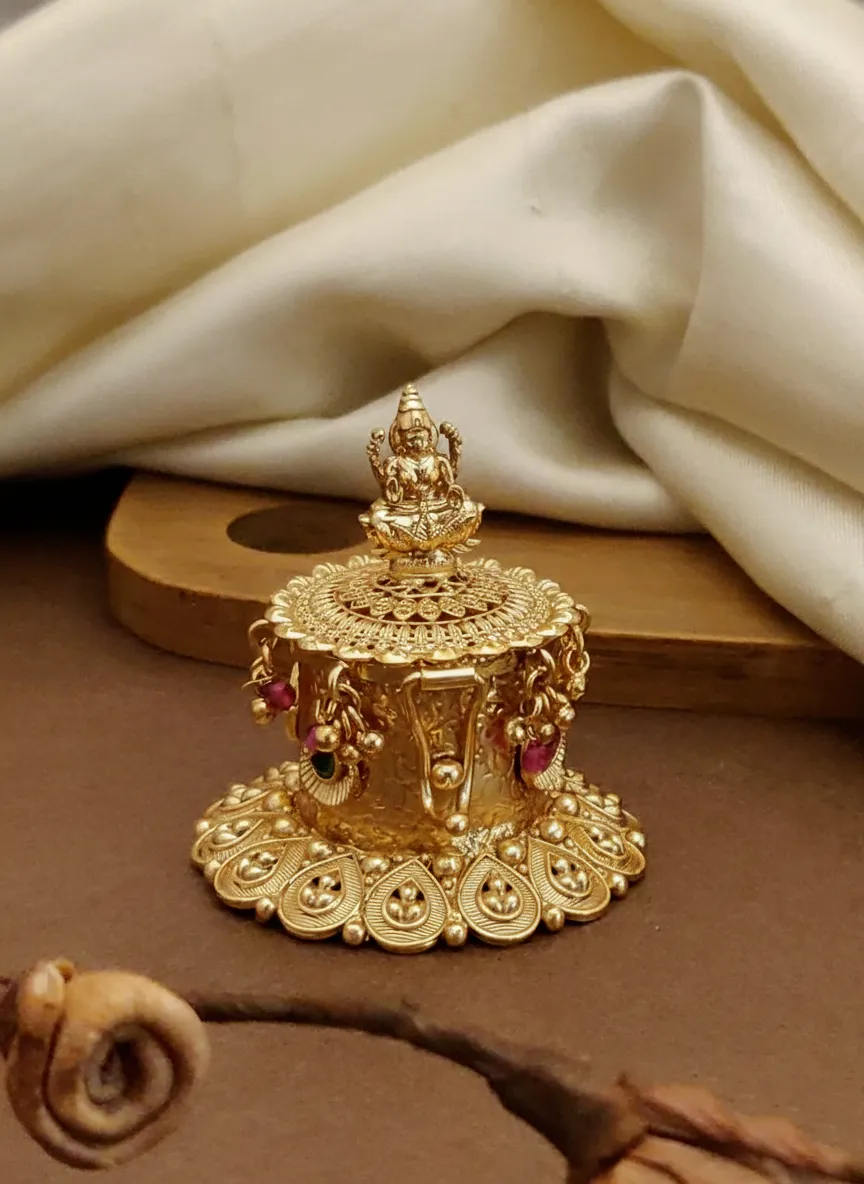 Goddess Laxmi Golden Kankawati With Hanging Charms