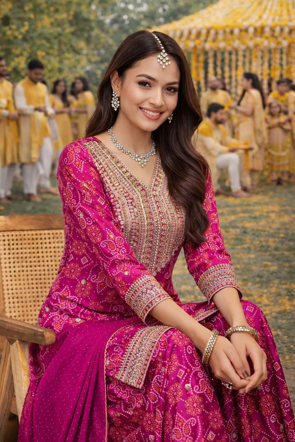 Magenta Real Premium Chinon Silk Readymade Sharara Suit - Image 2