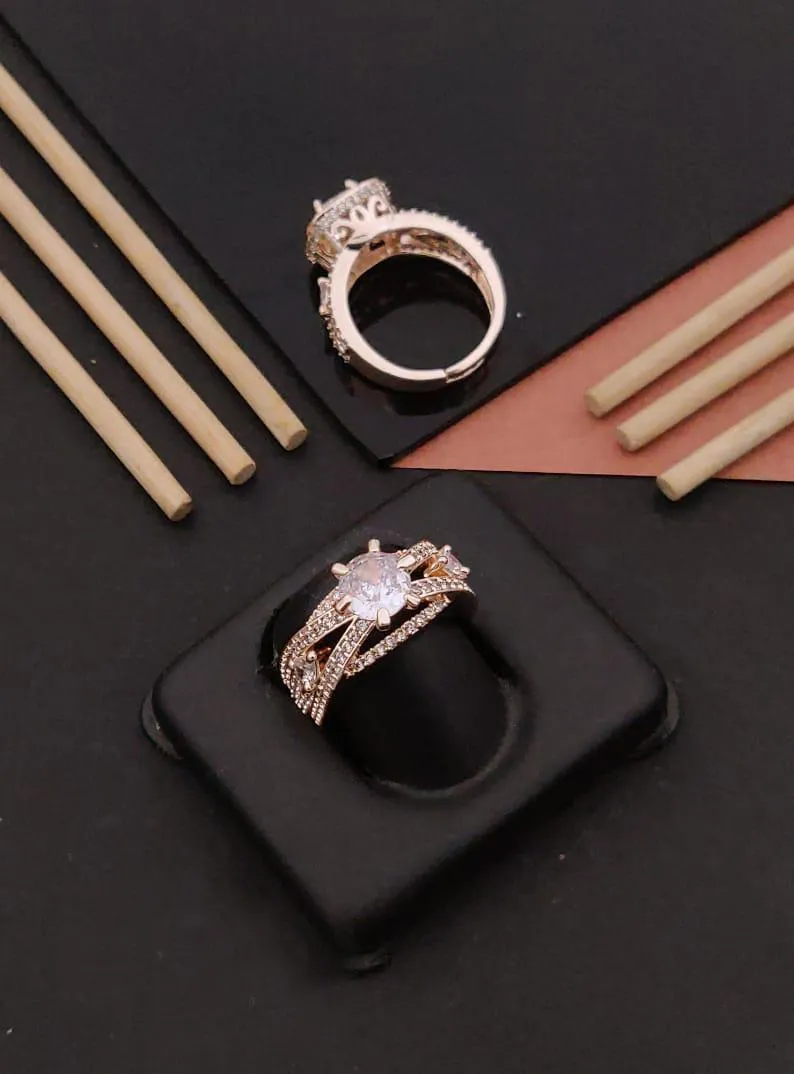 Solitaire & Cocktail Style Premium Rose Gold A.D. Diamond Ring
