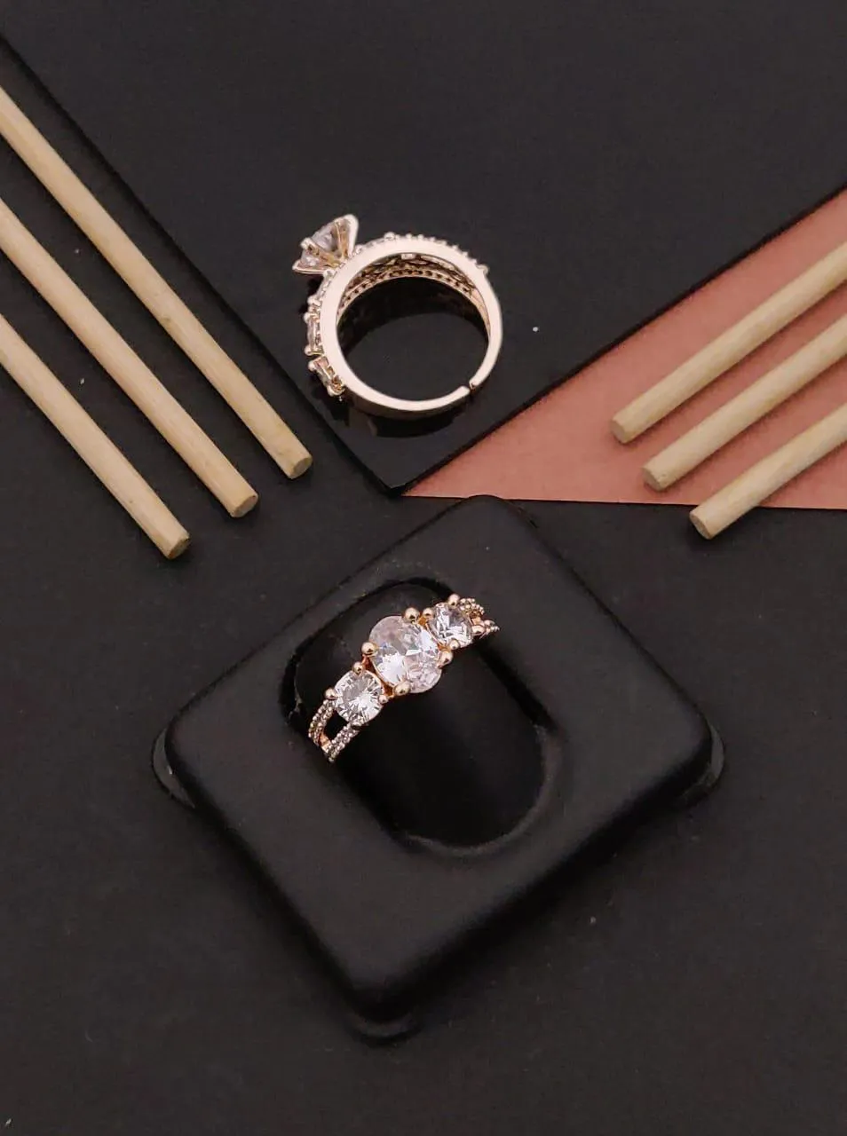 Criss-Cross Infinity Adjustable Rose Gold A.D. Diamond Ring