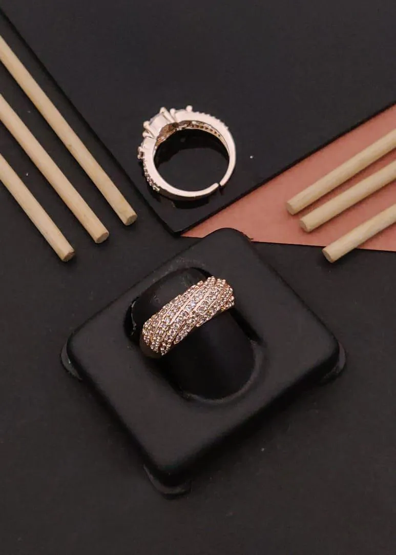 Multi-Row Style Premium Rose Gold A.D. Diamond Ring