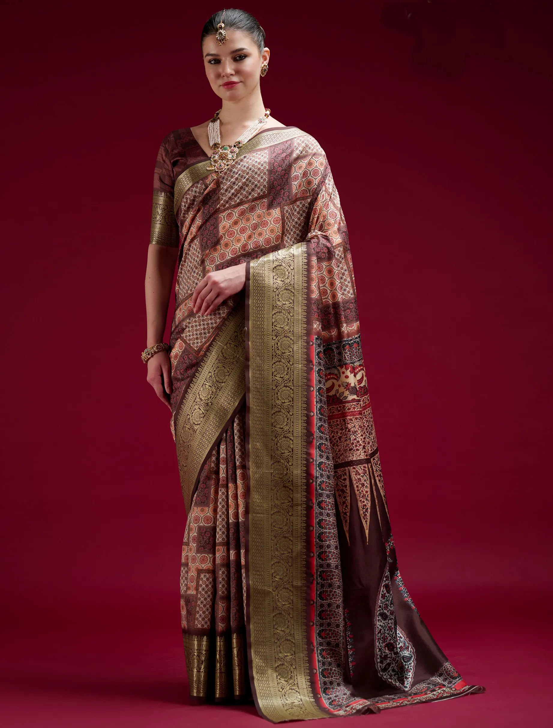 Multicolor Dola Handloom Weaving Traditional Silk Saree