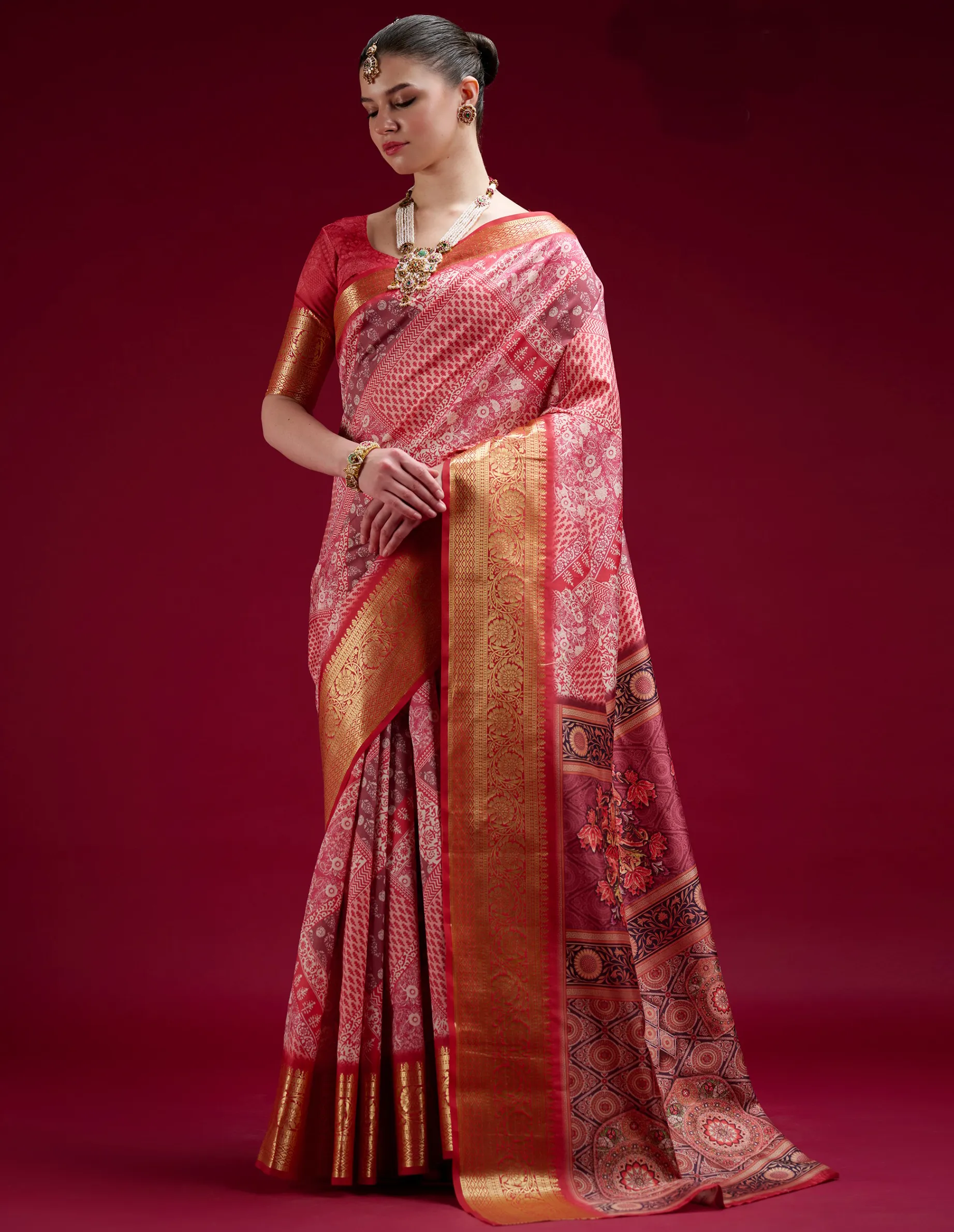 Pink Dola Handloom Silk Weaving Traditional Saree