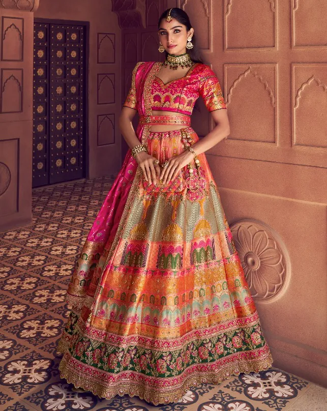 Multicolor Banarasi Premium Silk Swarovski Work Lehenga